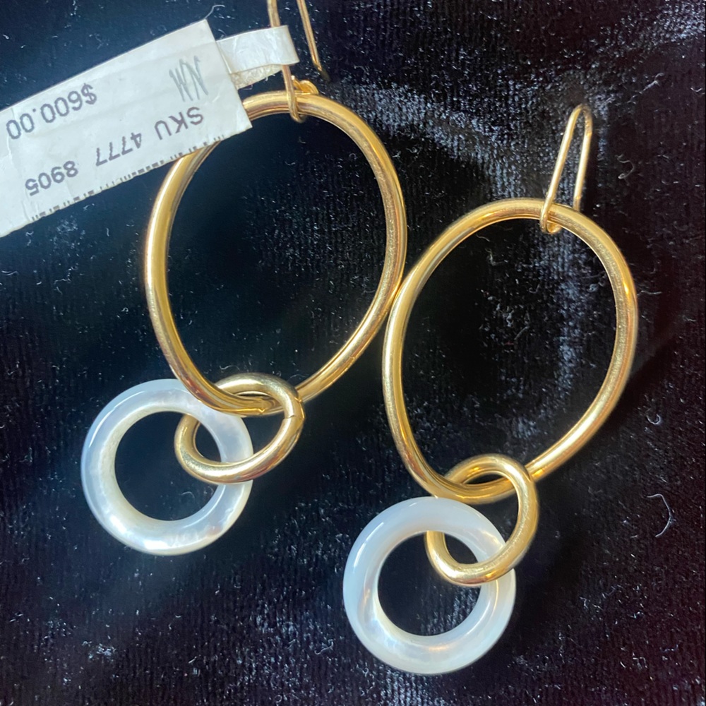 14k gold & mother of pearl dangle earrings